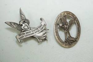 Lot of 2 Guardian Angel Car Auto Visor Clips Pewter Camco - Picture 1 of 6