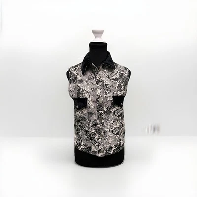 Chaleco Jacquard Texturizado ADORE para Mujer - Talla M - Cuello Terciopelo Blanco y Negro Nuevo con Etiquetas  Foto 1 de 4