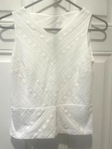 White Cotton V-Neck Sleeveless Peplum Top -Unbranded-Size Small - Picture 1 of 8