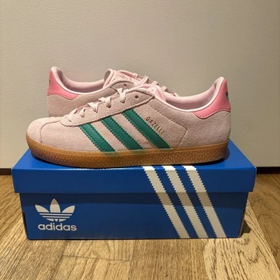 PINK ADIDAS GAZELLE J PINK GREEN STRIPE - Brand New - 4y/5 women’s - Image 1 of 4
