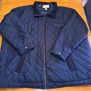Oak Hill Mens Puffer Coat Full Zip Size 4xl Tall 4xlt Blue Quilt Check Navy - Picture 1 of 6