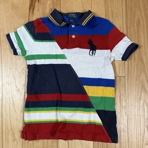 Polo Ralph Lauren Shirt Youth 7 Big Pony Color Block - Picture 1 of 9