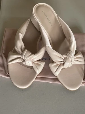 STUART WEITZMAN LEATHER PLAYA 35 KNOT SLIDE SANDAL IN ROSE WATER 11 - Image 1 of 4