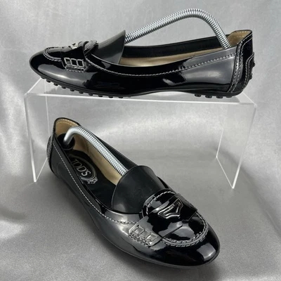 Tod’s Charol Penny Mocasín Zapatos para Conducir Mujer’s 6.5 EU 37 Negro Metal Foto 1 de 4