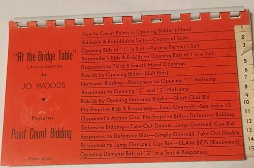 At the Bridge Table Jo Woods Point Count Bidding 1958 Scoring Book 1970 ...