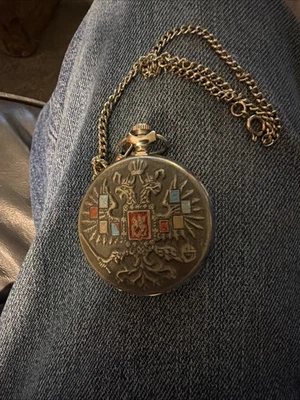 Reloj Bolsillo Ruso Molnija 18 Joyas Mecánico (Manual) Cuerda con Cadena Foto 1 de 4