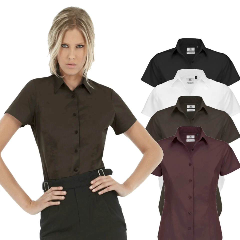 Damen Bluse Hemd Kurzarm Shirt Short Übergröße XS S M L XL XXL 3XL 4XL  34 - 48 - Bild 1 von 1