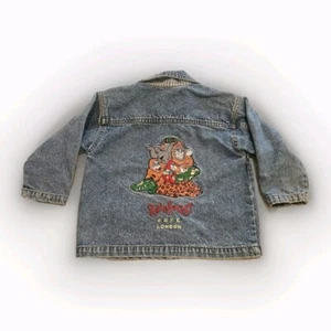 VTG Rainforest Cafe London Kids XXS Jean Jacket 2000s Sz Extra Small Denim Youth - Picture 1 of 6