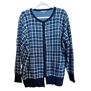 Jessica London Strickjacke Damen 22 24 mehrfarbig kariert Knopf Stretch Pullover - Bild 1 von 9