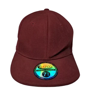 Hatco Original Flat Fitted Hat Red Size 7 3/8 Vented Holes 6 Panel Blank - Picture 1 of 9