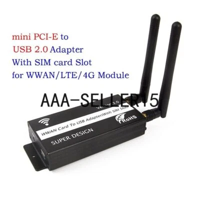 Mini PCI-E PCI-Express to USB Adapter with SIM Card Slot for WWAN/LTE/4G Module - Image 1 of 4