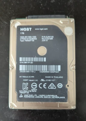 APPLE HDD DISCO 2,5" 1TB 5400RPM HGST 5K1000-1000 0J44123 HTS541010A9E632 DA7254 - Immagine 1 di 4