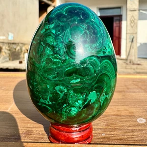 550G Top Malaquita Natural Cuarzo Tallado a Mano Huevo Cristal Decoración Reiki - - Imagen 1 de 11