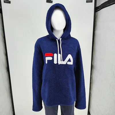 Fila Women's Navy Blue Caroline Sherpa Fleece Hoodie Pullover (Size XL) - Image 1 of 4
