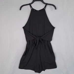 Mono corto para mujer Zesica mameluco corbata frontal halter sin mangas negro talla S - Imagen 1 de 13