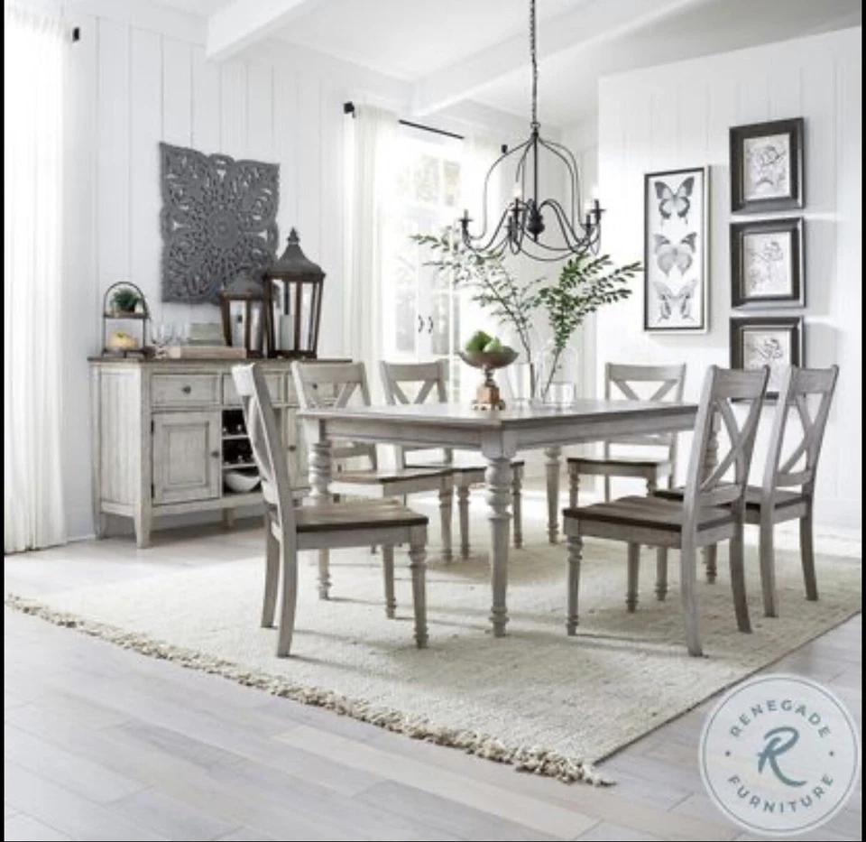 Dining Room Table / Kitchen Table, Farmhouse Style. 6 Chairs. 7-Piece Set Total - Image 1 of 4