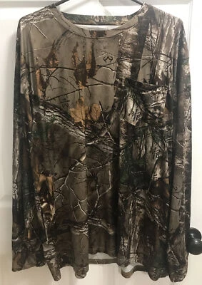LN Trees Trails Realtree Xtra Sz XXL Olive/Brown Long Sleeve Camo Print Shirt C2 - Image 1 of 4