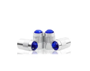 JR2 Navy Blue Diamond Anti-Theft Chrome Tire Air Valve Stem Cap-D - Picture 1 of 1