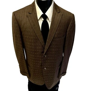 Vtg 50's Val-Mead BESPOKE Brown ROCKABILLY Sport Coat Silver ATOMIC FLECK Jacket - Picture 1 of 9