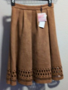 NWT Chicwish Faux Suede Pleated Zip Skirt Size XS Flare A-Line Cutout Design - Picture 1 of 15