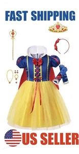 Snow White Dress Up Costume Set for Girls US Fast Shipping - Picture 1 of 9