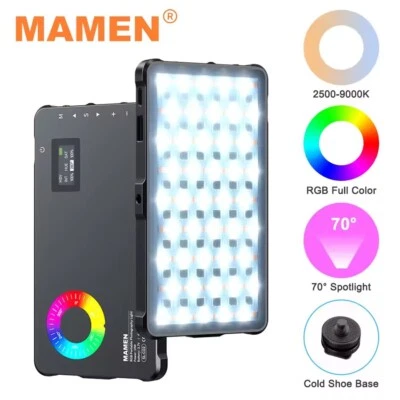 Luz de vídeo LED RGBWW holofote 70° MAMEN SL-C02 2500K-9000K luz de fotografia - Imagem 1 de 4
