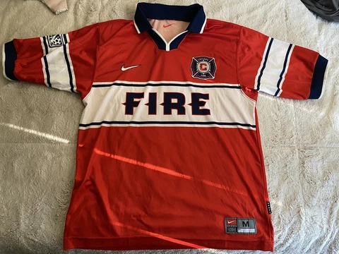 Chicago Fire 1999 Home Jersey Adult Medium Nike M MLS Soccer Fast Shipping Cover