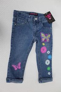 NWT U Glow Girl Girl's Jeans Size 5 Light Up Blue Denim w Butterfly MSRP $36 - Picture 1 of 4