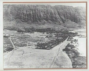 KALAUPAPA MOLOKAI PENINSULA, N.E. 1930's AERIAL PHOTO ON 8X10 INCH BROWN MAT  - Picture 1 of 1