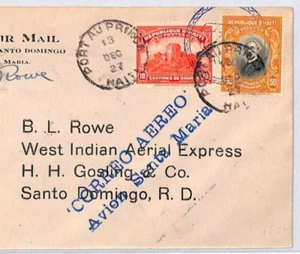 HAITI Air Mail Cover FIRST FLIGHT 1927 DOMINICAN REPUBLIC Pilot Signed YV138 - Picture 1 of 12