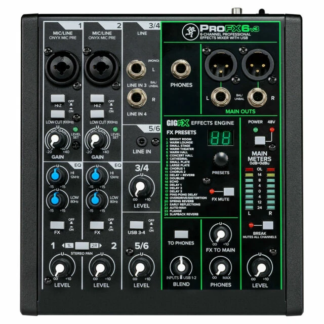 Mackie PROFX6V3 6 Channel Professional Effects Compact Mixer with USB