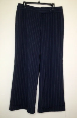 Pantalones de vestir Mossimo para mujer talla 14 tiro alto negros a rayas pierna recta Foto 1 de 4