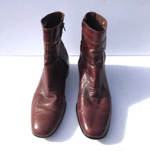 Vintage 1970s Mens Brown leather DEXTER ankle zip boots 7.5M Great Condition! - Picture 1 of 6