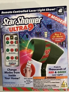Star Shower Ultra 9 Christmas Laser Projector Red Green W/ Remote Light Show NEW - Picture 1 of 4