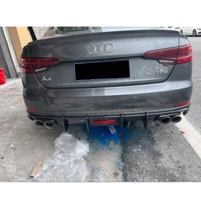 Heckdiffusor für Audi A4 B9 Sline S4 2016-19 Glänzend Schwarz Stoßstange Spoiler - Bild 1 von 4