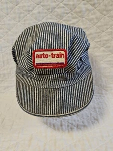 Vintage Original Auto Zug Schaffner Hut blau/weiß Canvas Sm/Med Privatgesellschaft - Bild 1 von 9