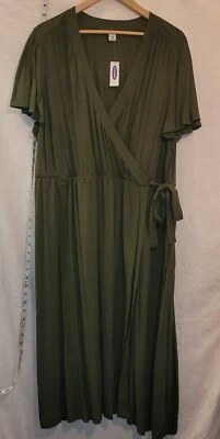 Nuevo Maxi Vestido Antiguo Azul Marino Plus Imitación Envoltura 2X Verde Bosque Cintura Elástica S-Slv Nuevo con Etiquetas Foto 1 de 4