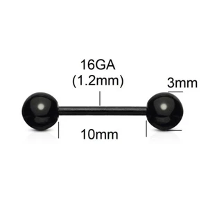 Tiny Black Metal Free Bio Flex Barbell * 16GA 10mm Bar 3mm Balls * Ear Lip Ring - Picture 1 of 2