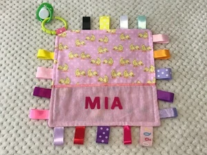 Babies Personalised Security Taggie Blanket / Toy - PINK DUCKS - - Bild 1 von 6