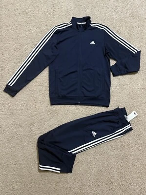 Adidas Mens 3 Stripes Tricot Tracksuit NWT Jacket & Pants Set Blue Multiple Sz - Image 1 of 4