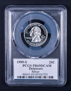 1999-S Delaware Silver Statehood Quarter PCGS PR69 DCAM WB705 - Picture 1 of 2