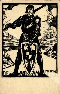 Studentika Ak Wacht am Rhein, Ritter mit Schwert und Schutzschild,... - 4763629 - Picture 1 of 2