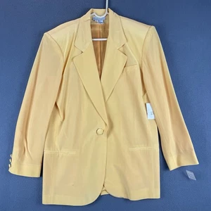 Vintage Absolute 100 % Seide Jacke Gr. 6 Neu mit Etikett sonnengelb gefüttert Blazer Kerbe 80er - Bild 1 von 13