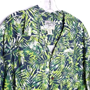 Big Dogs Hawaiian Camp Shirt XL Green Palm Leaves Leaf Flowers Luau - Picture 1 of 6