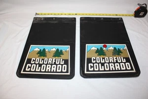 Original 1970's Colorful Colorado State Vintage Mud Flaps Bump Dent Side Camper - Picture 1 of 9