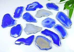 585Cts. Dyed Slice Druzy Agate Flat Back Loose Gemstone Cabochon Lot 14Pcs - Picture 1 of 7