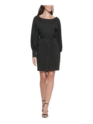 Vestido Suéter GUESS Para Mujer Negro Tejido con Cinturón Forrado Manga Blusa S Foto 1 de 4