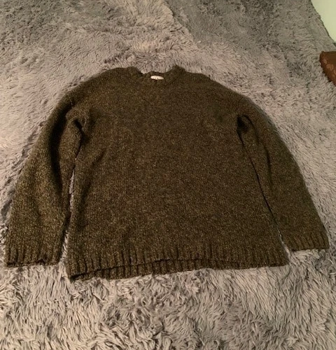 L.L. Bean Sweater Mens Large Green Wool Blend Chunky Knit Fisherman Pullover - Image 1 of 4