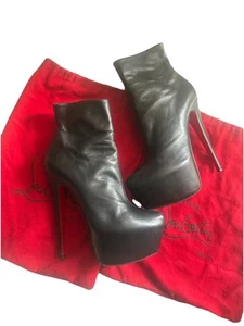 Christian Louboutin Dolly Booty Alta 160 Negro Stiletto Botines 38 - Imagen 1 de 16