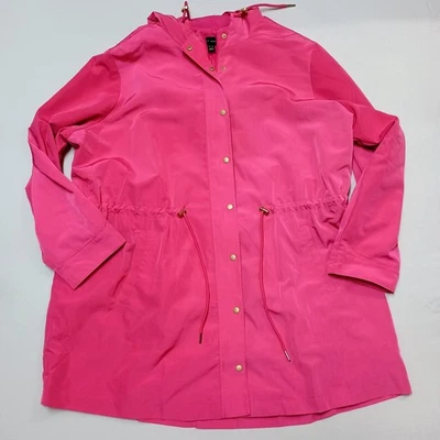 Susan Graver Jacket Water Resistant Size 3X Anorak Hood Pink Flash Lightweight  - Image 1 of 4